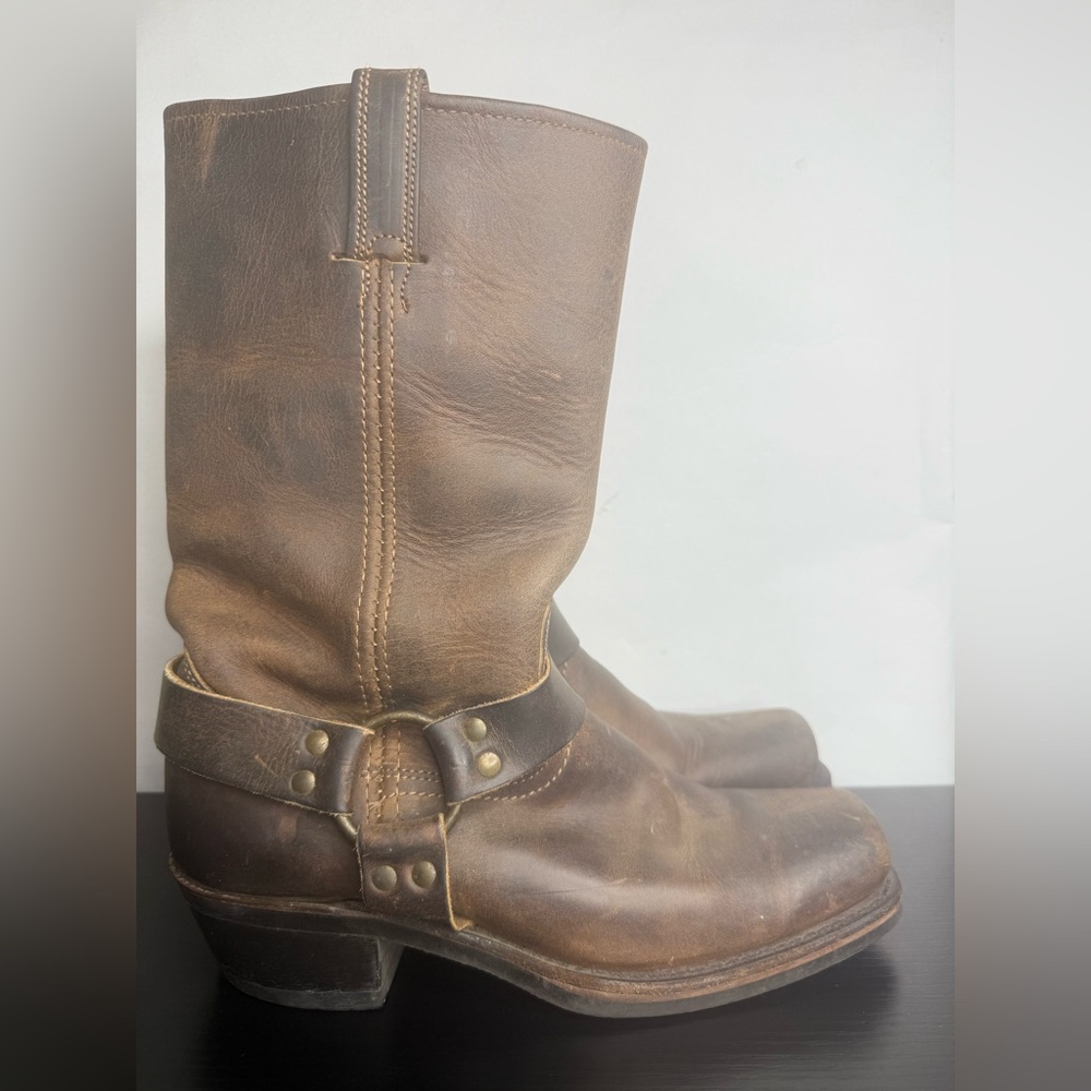 Frye Women's Leather O-Ring Harness Hardware Square Toe Tall Moto Boots size 9